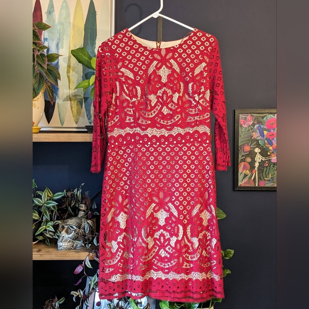Danny & Nicole red lace cocktail dress